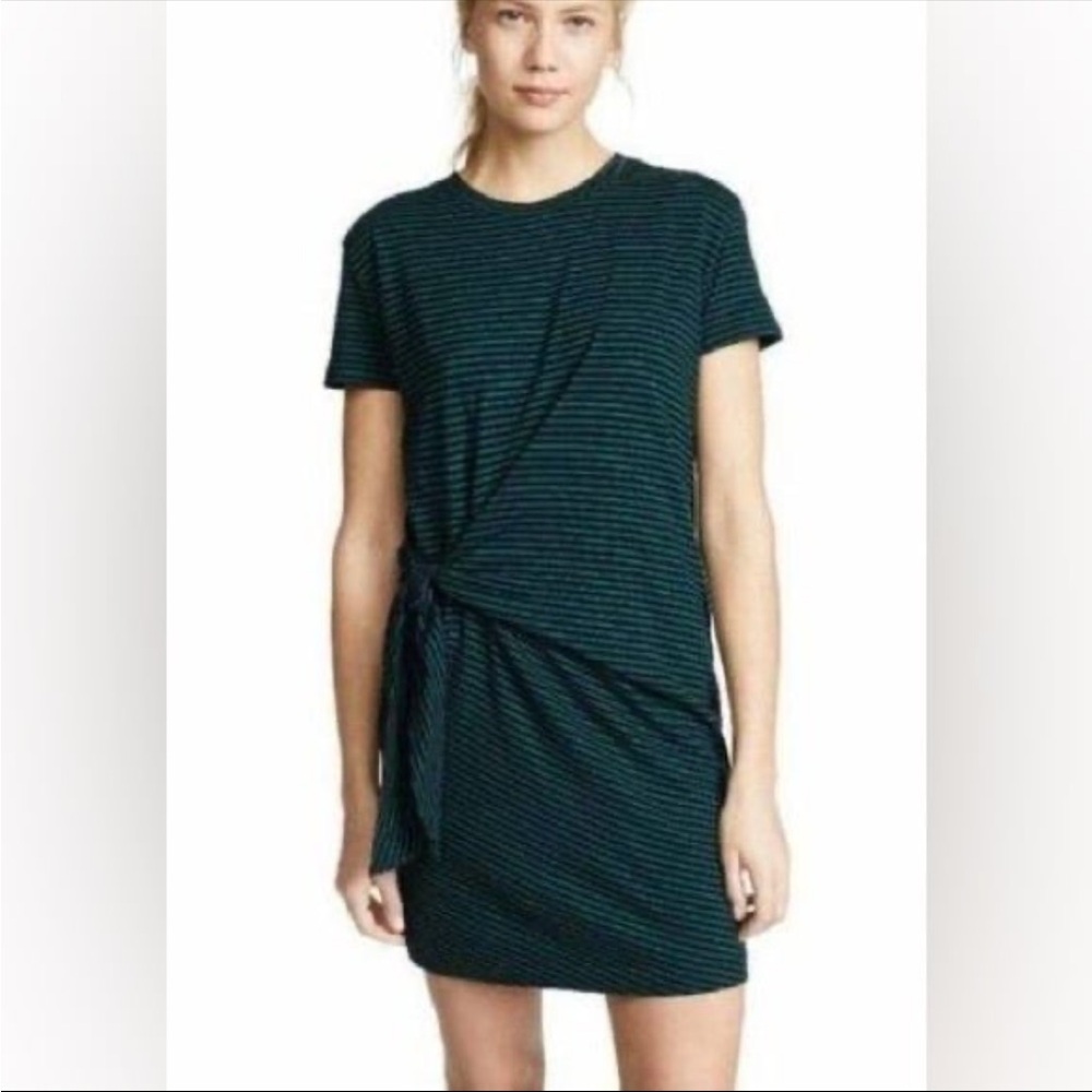 Vince Side Tie Striped Short Sleeve Casual Shirt Dress Size XS